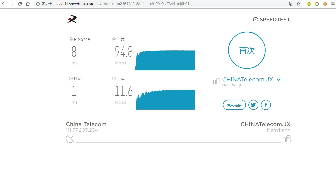 Speedtest 测速结果页面