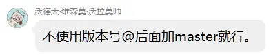 建议使用 master 分支而非版本号的提示